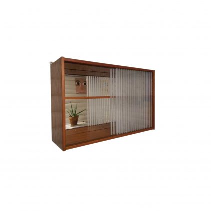 60 -luvun teak-peilikaappi lasiovilla