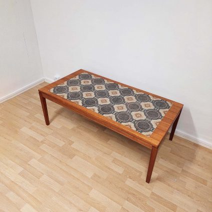Tanskalainen teak mosaiikkisohvapöytä 60-luvulta